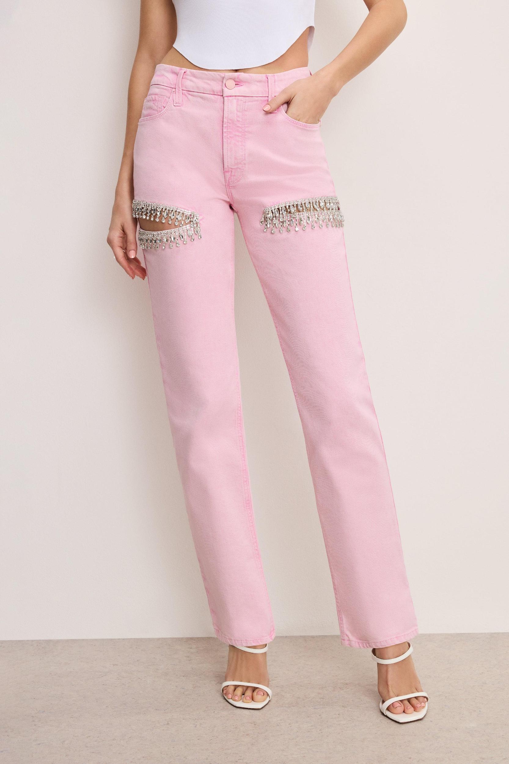 GOOD ICON STRAIGHT DIAMOND JEANS | MINERAL ROSE QUARTZ001 Product Image