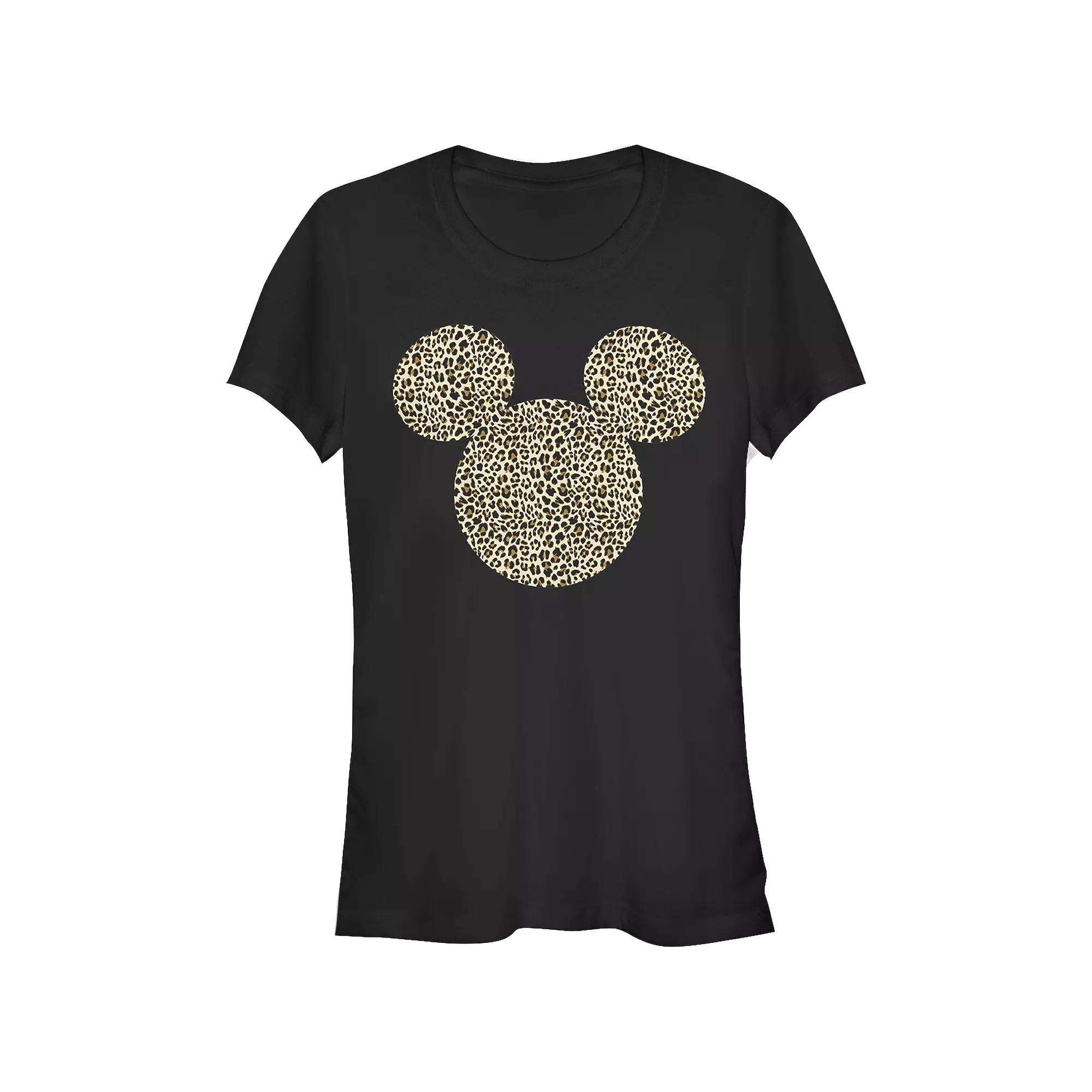 Disney's Mickey Mouse Cheetah Print Head Juniors' Graphic Tee, Girl's, Size: XL, Black Product Image