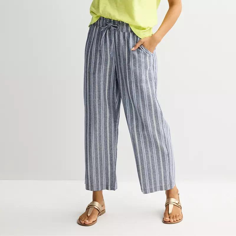 Womens Sonoma Goods For Life Linen Wide Leg Ankle Pants Product Image