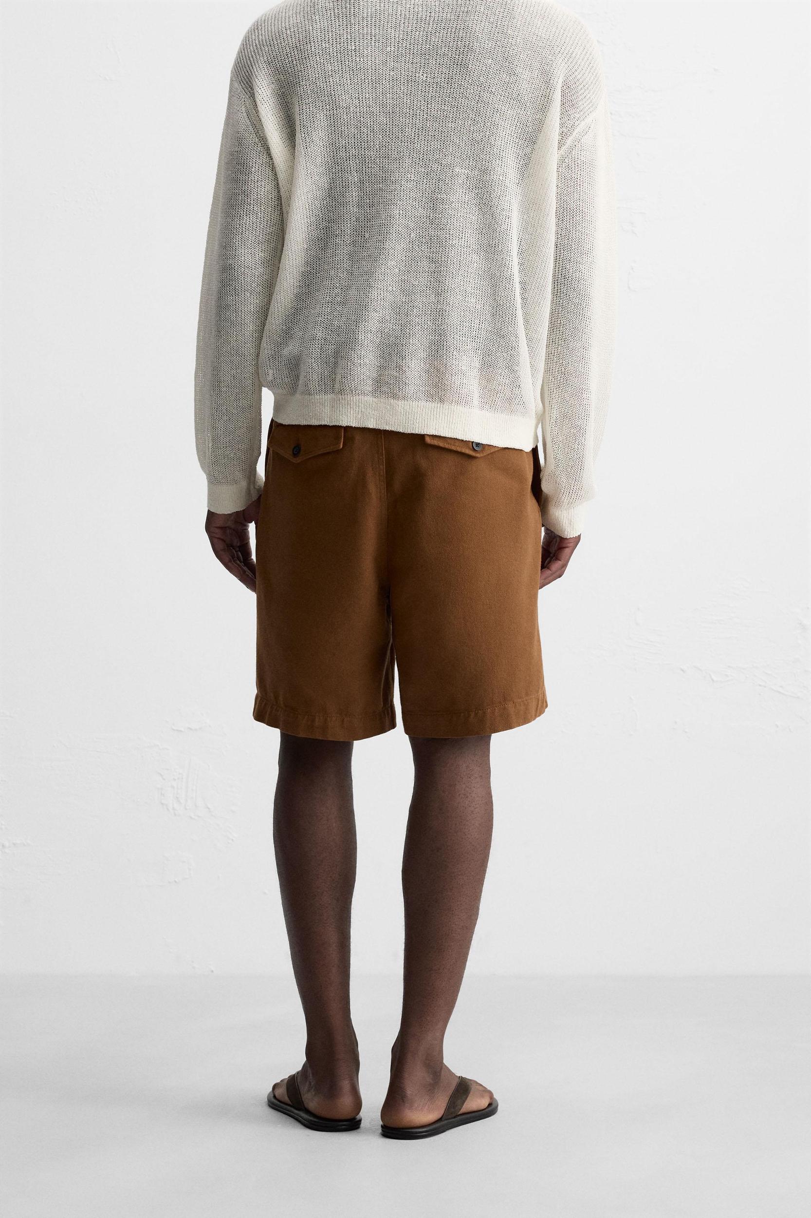 RELAXED FIT PLEATED BERMUDA SHORTS Product Image