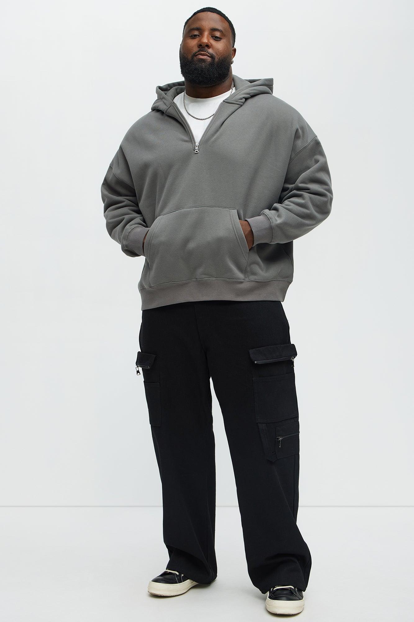 Tyson Oversized Heavyweight Quarter Zip Hoodie - Charcoal Male Product Image