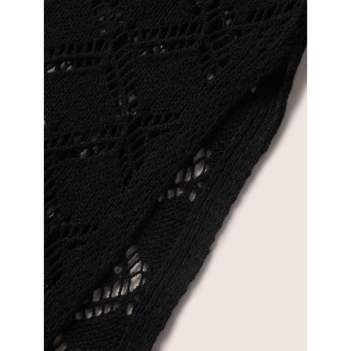 Plus Size Crochet Floral Split Side Dolman Sleeve Swim Cover Up Women's Swimwear Black Beach Loose Crochet Curve Swim Cover Ups BloomChic 28/5X Product Image