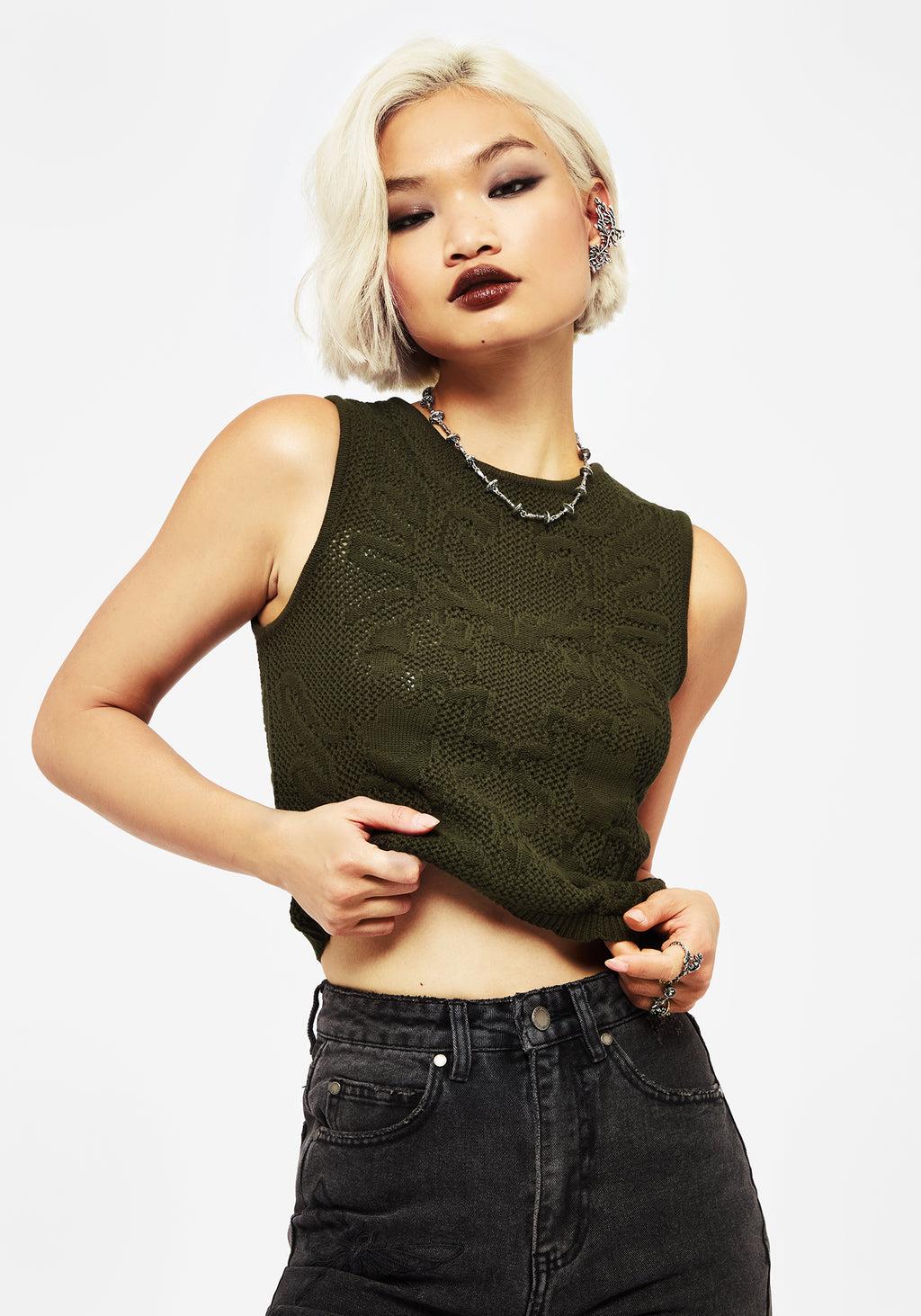 Tulip Jacquard Knit Crop Top Product Image