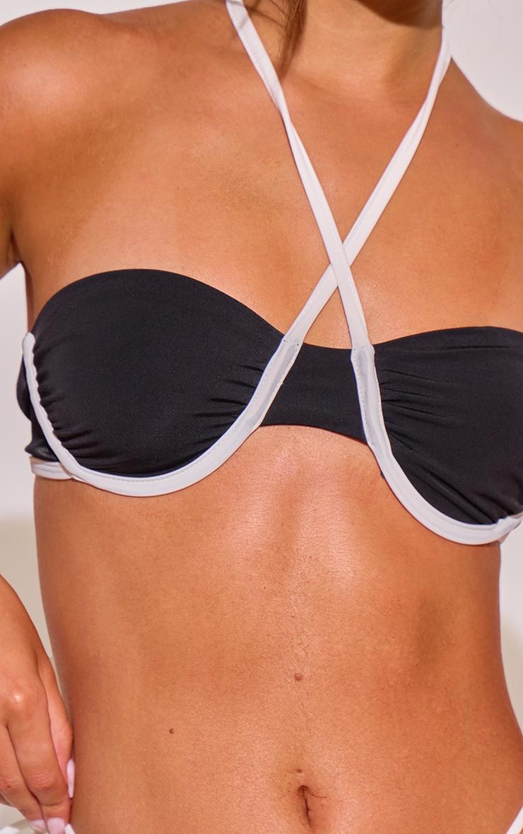 Black Contrast Tie Side Bikini Bottoms Product Image