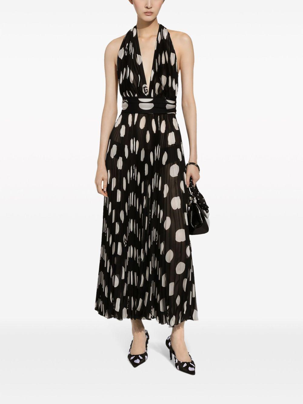 polka-dot pleated midi dress Product Image