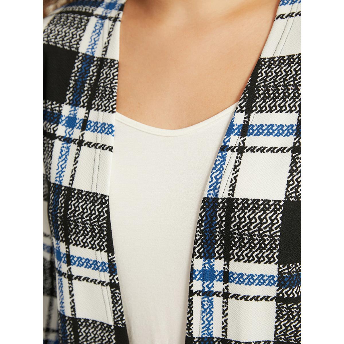 Plus Size Plaid Print Pocket Open Front Kimono Women Multicolor Casual Contrast Pocket Dailywear Kimonos BloomChic 18-20/2X Product Image