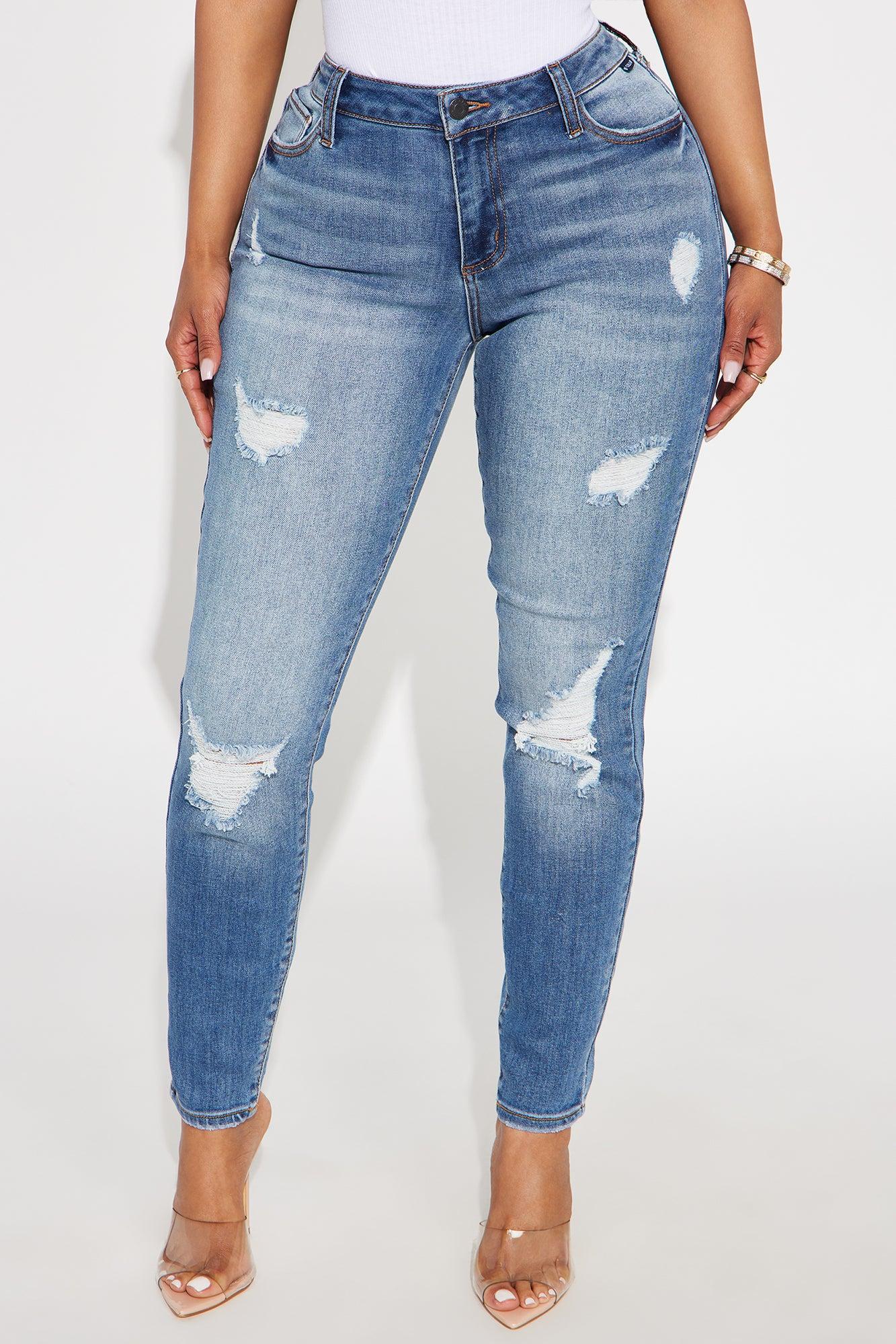 On Repeat Ripped Skinny Jeans - Medium Wash Female Product Image