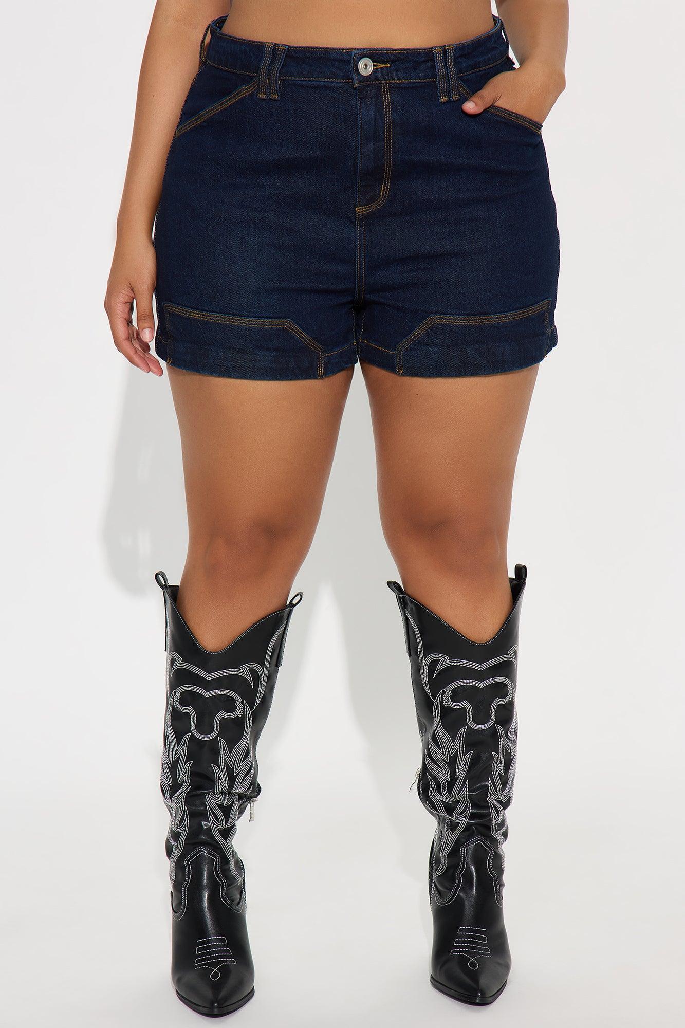 Tay High Rise Utility Denim Shorts - Dark Wash Product Image