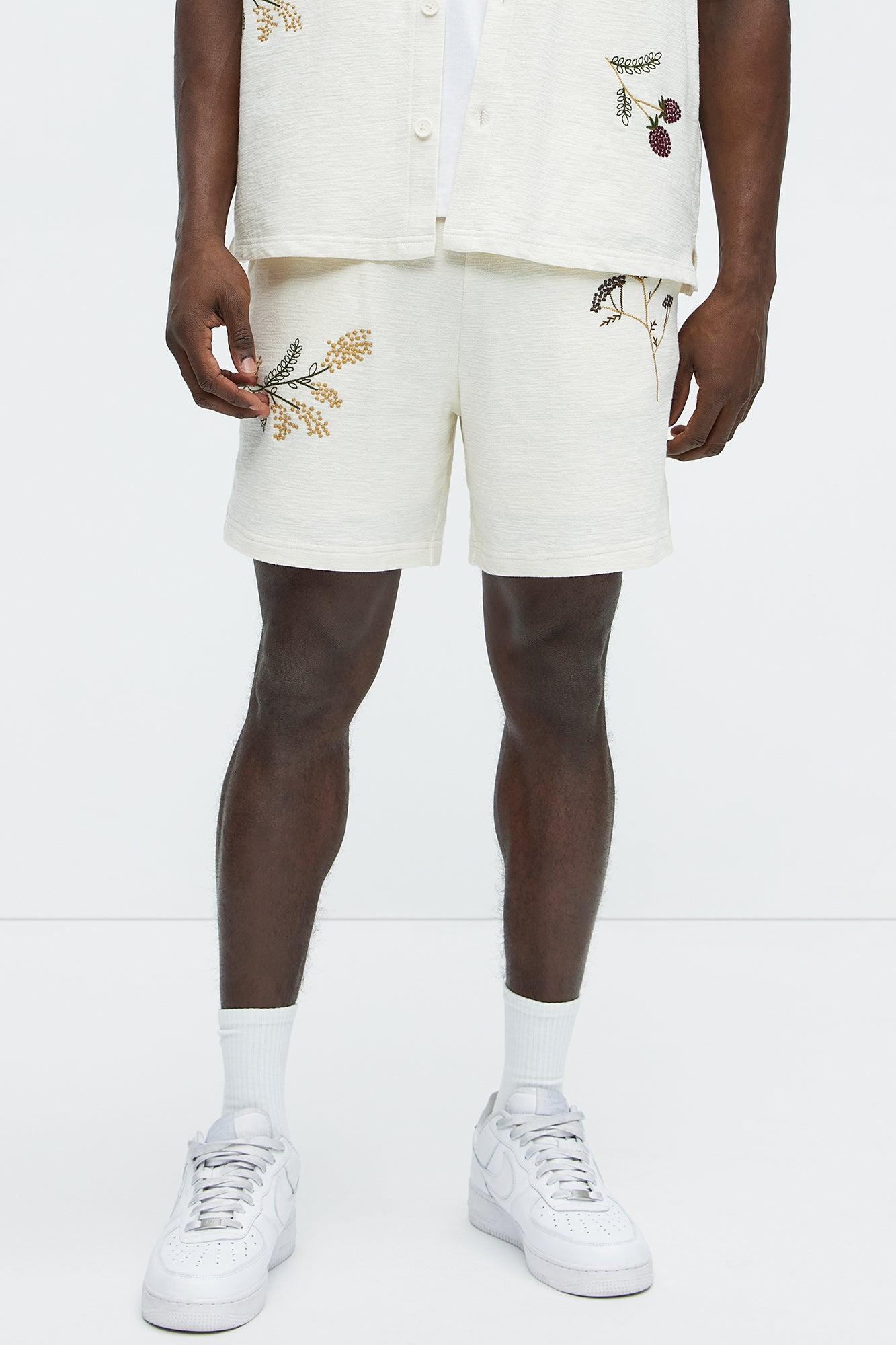 Berries And Blooms Embroidered Shorts - Cream Product Image