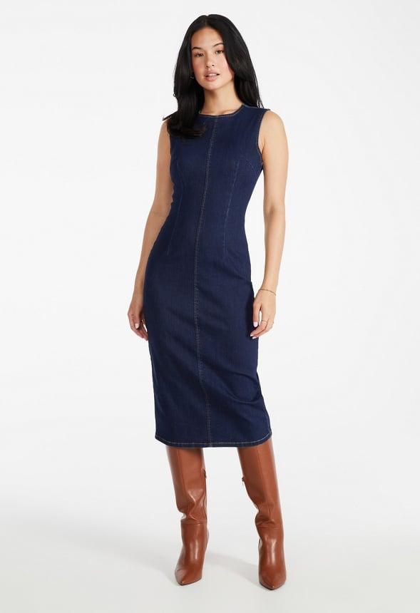 Bodycon Midi Denim Dress Product Image