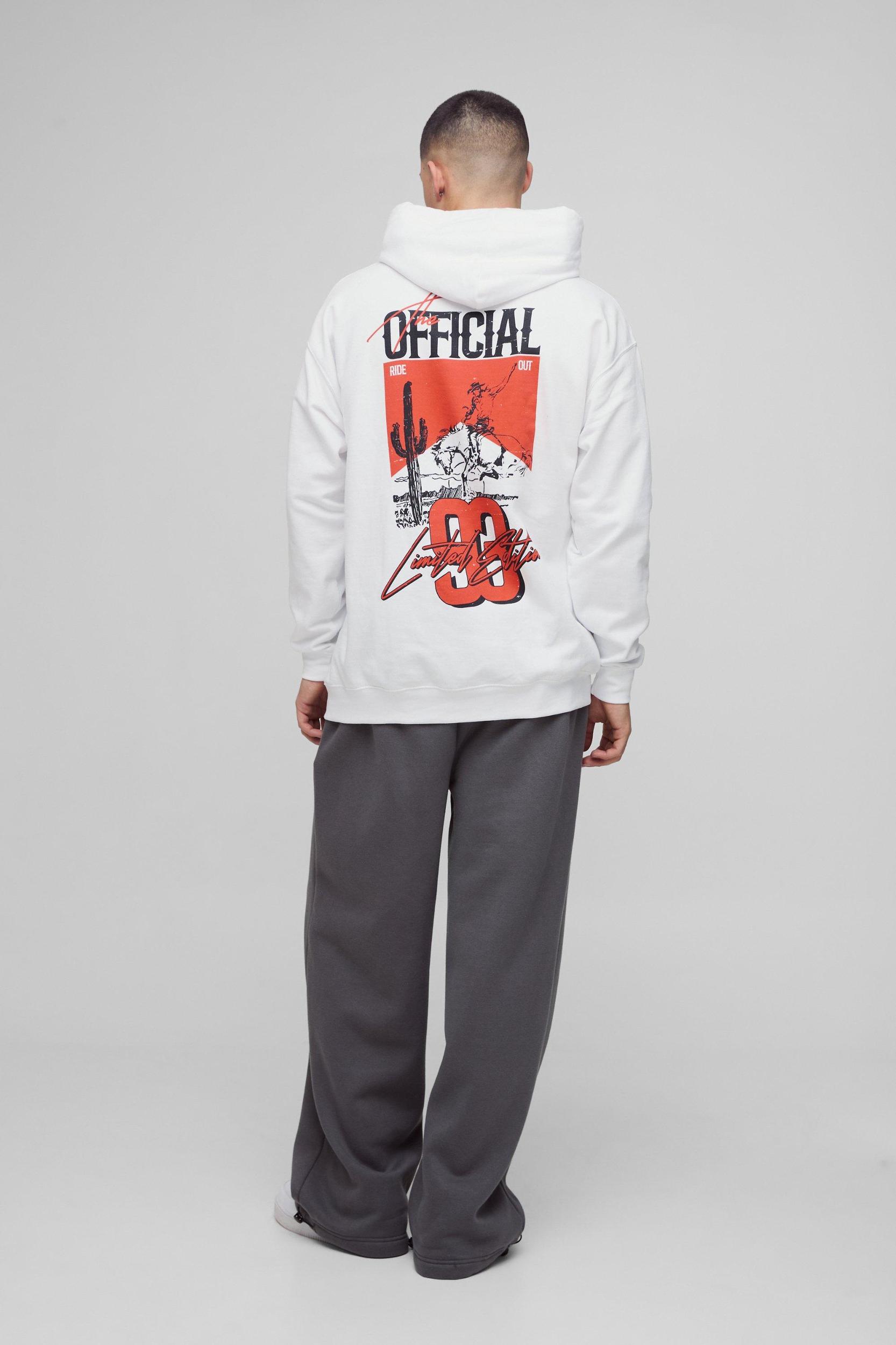 Oversized Official Western Graphic Hoodie | boohooMAN USA Product Image