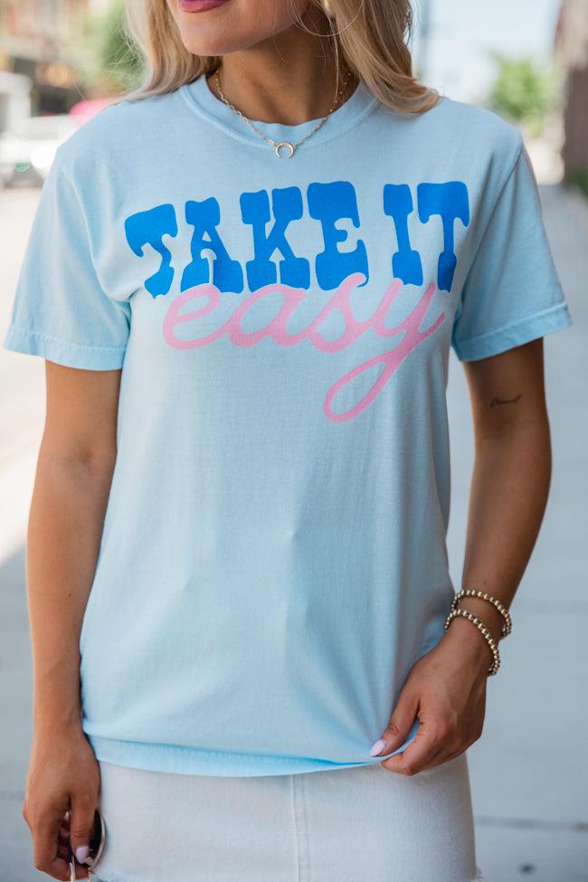 Take It Easy Light Blue Graphic Tee Product Image