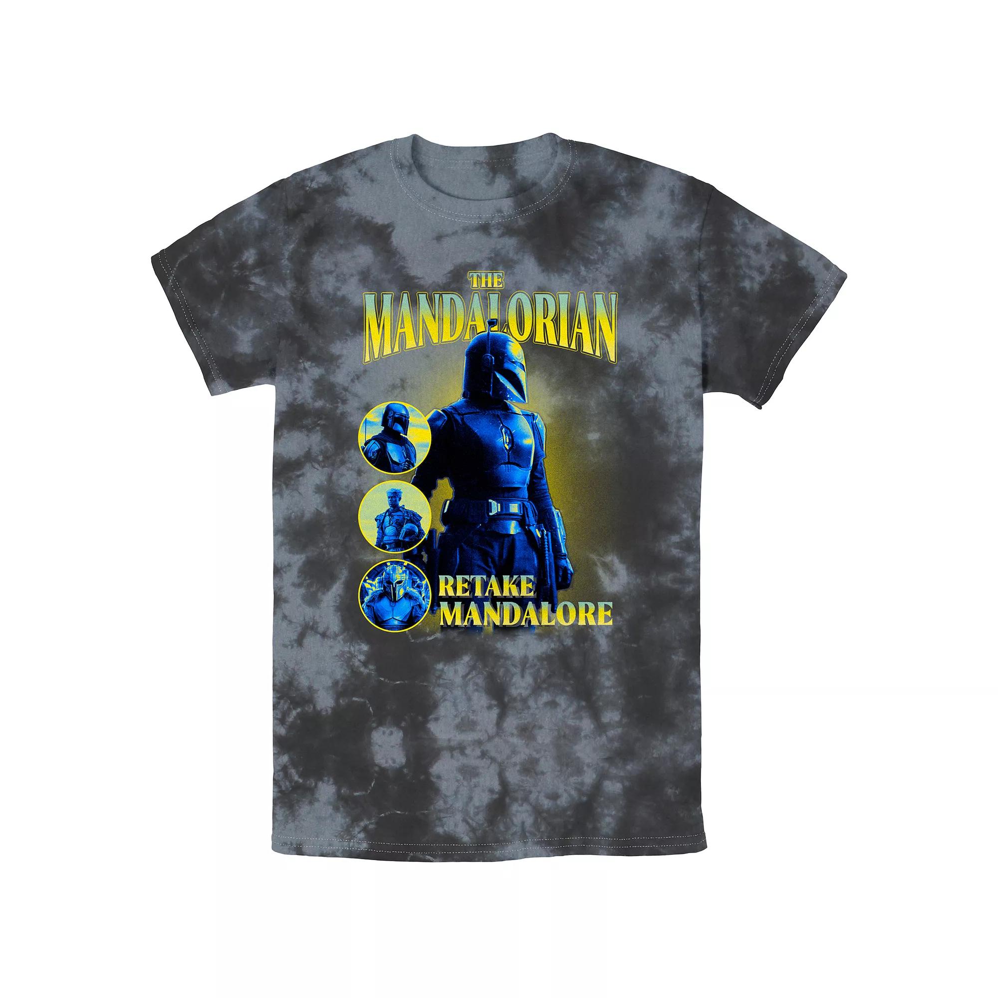 Men's Star Wars The Mandalorian Retake Mandalore Bombard Wash Graphic Tee, Size: XXL, Black Grey Product Image
