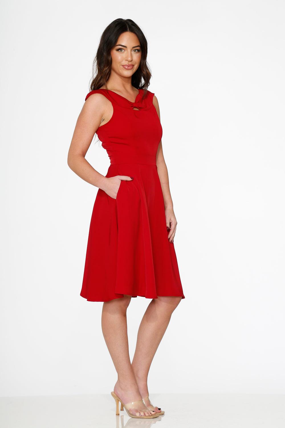 Red Occasional Swing Dress Product Image