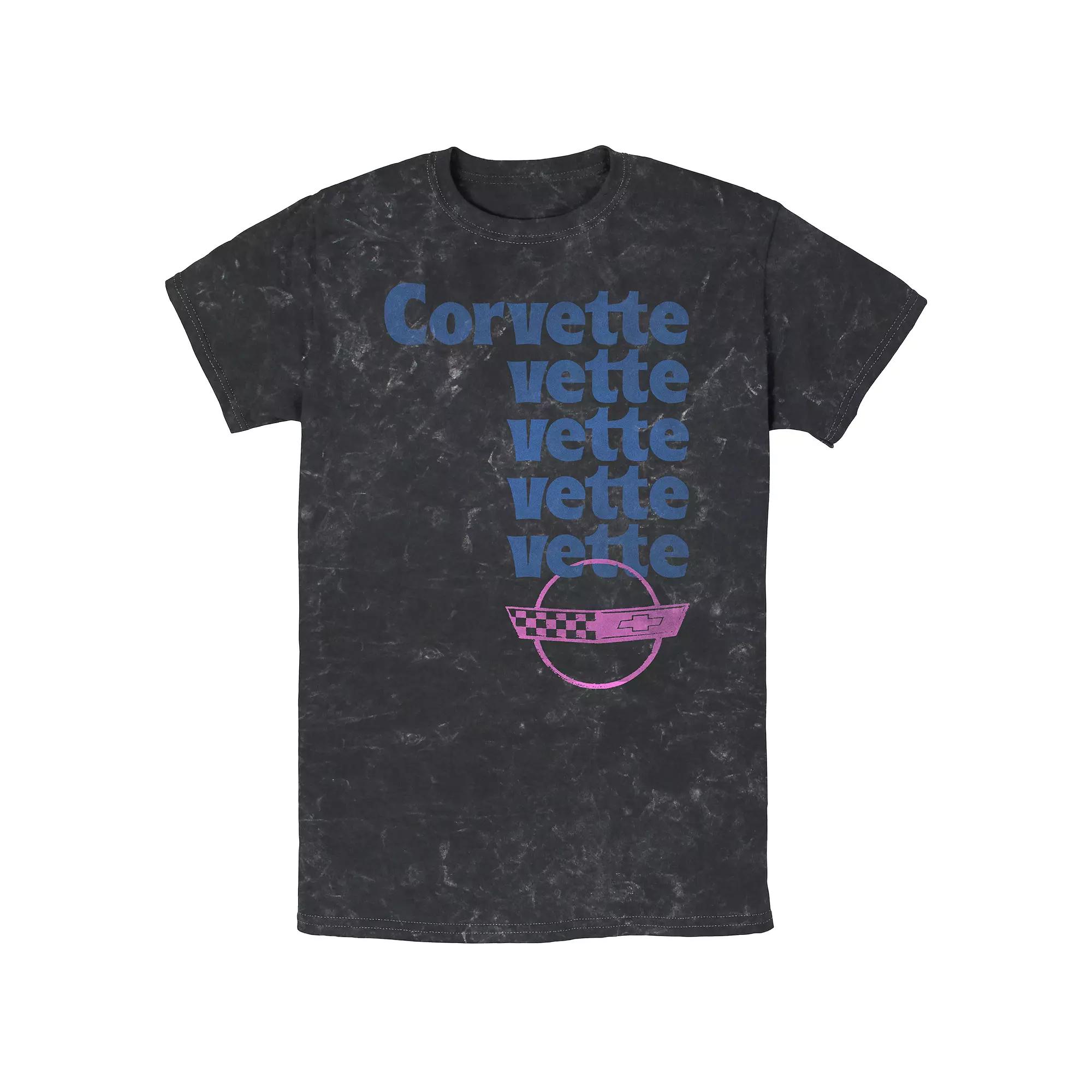 Men's Corvette Vette Stack Mineral Wash Graphic Tee, Size: XL, Black Product Image