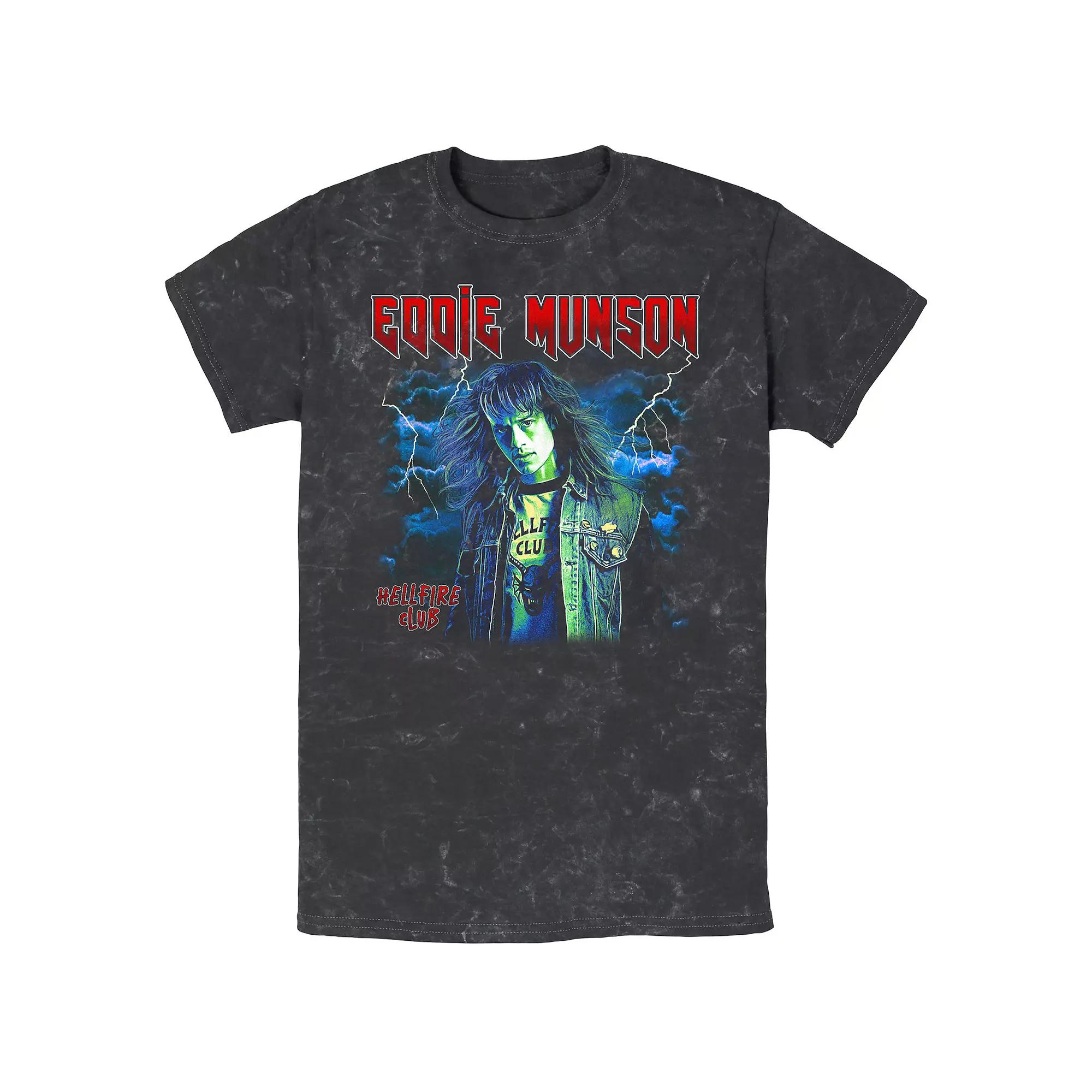 Men's Stranger Things Eddie Munson Hellfire Club Mineral Wash Graphic Tee,  Product Image