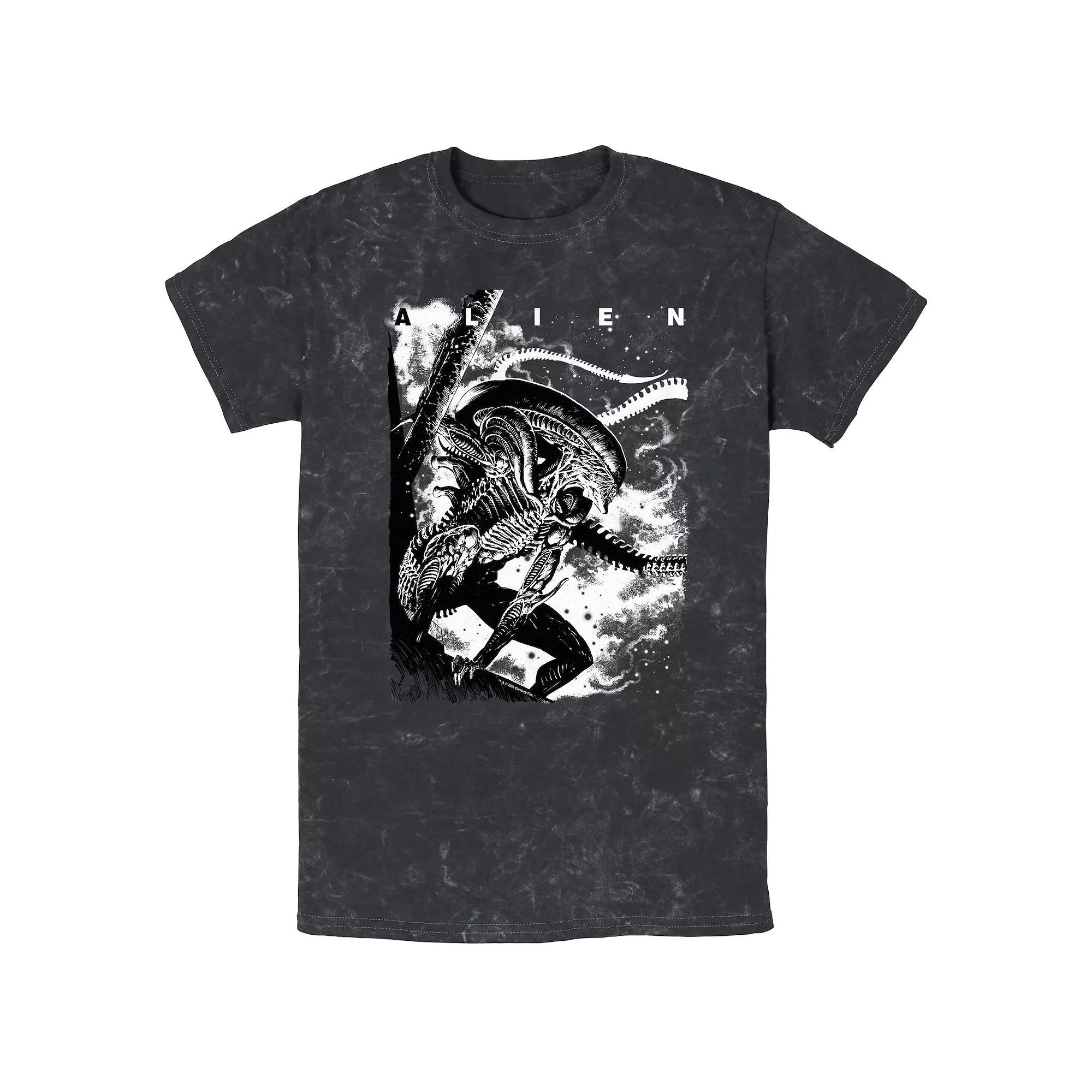 Men's Aliens Xenomorph Ready To Attack Mineral Wash Graphic Tee,  Product Image