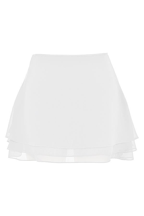 Clarice  white floaty layered mini skirt Product Image