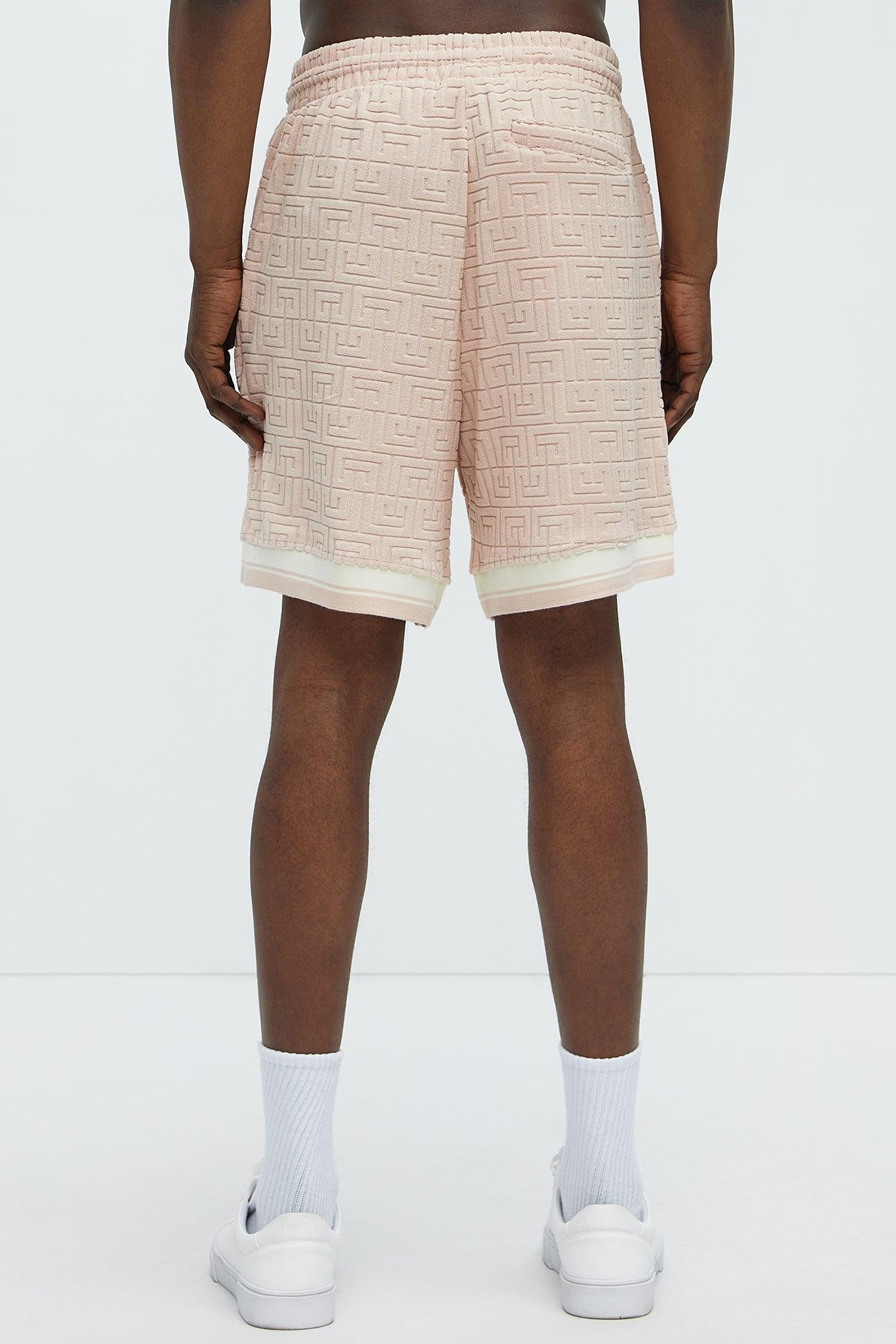 Grecian Textured Shorts - Pink Product Image