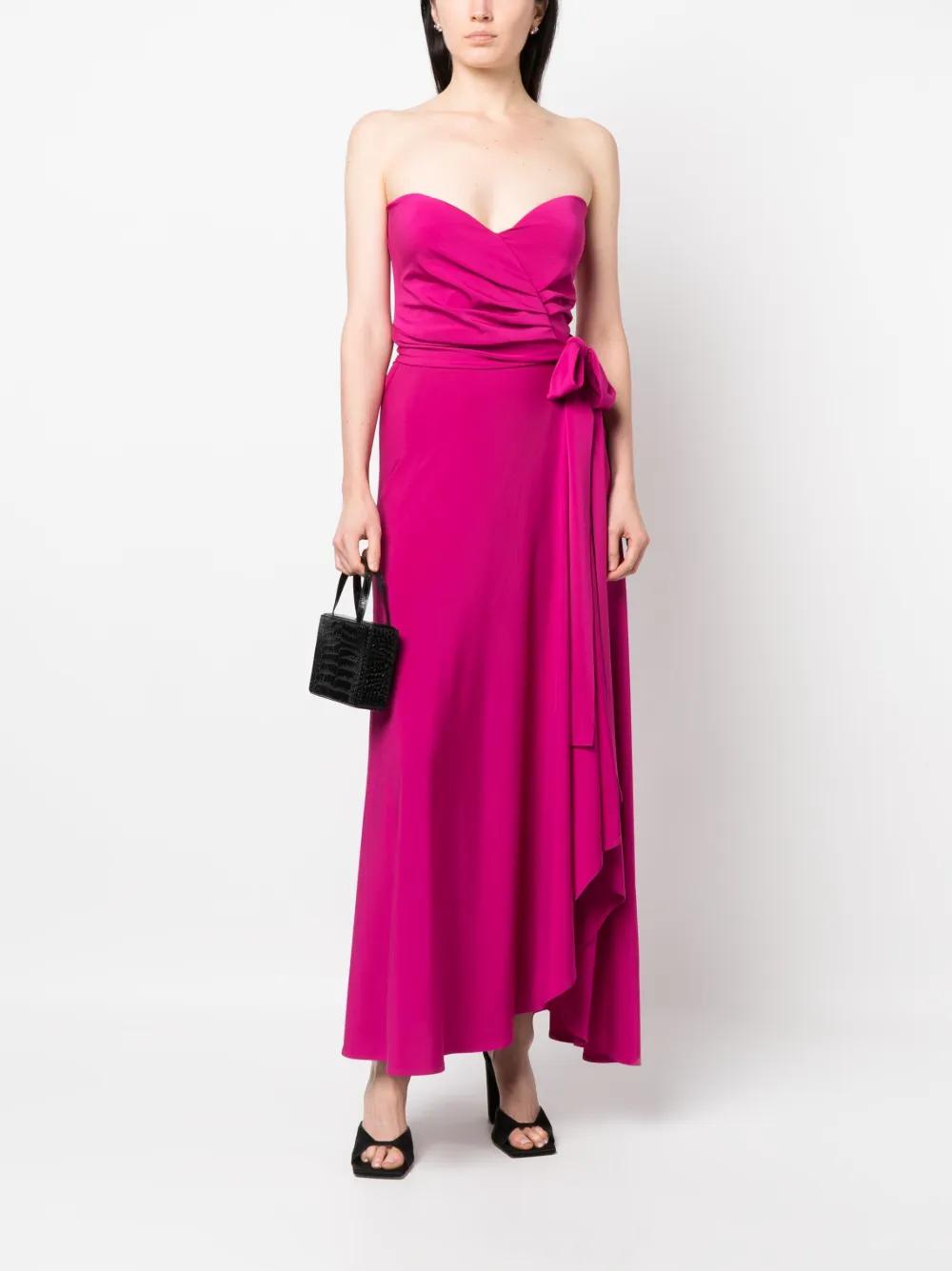 flared bow-fastening strapless dress Product Image