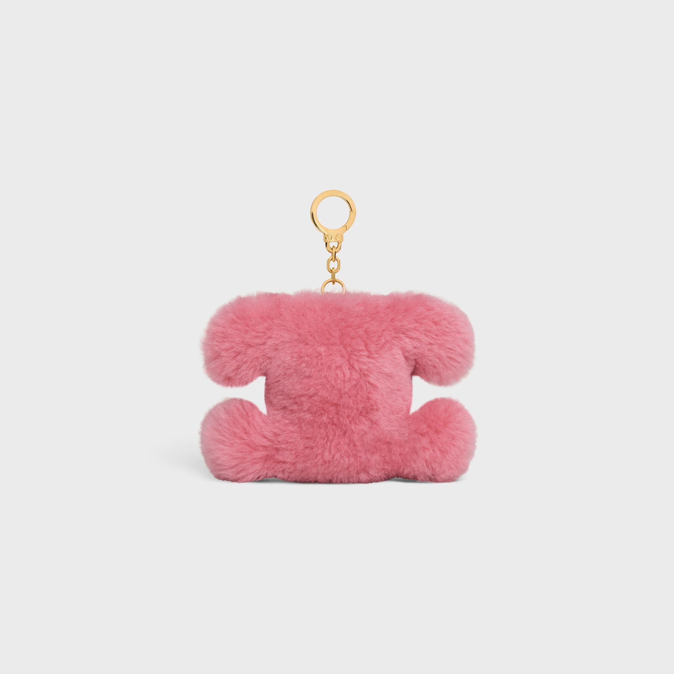 TRIOMPHE pom-pom keyring with HEART in SHEARLING AND CALFSKIN with GOLD FINISHING Product Image