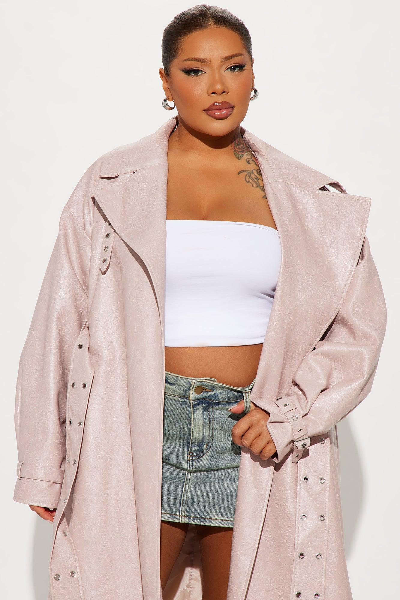 Not Your Average Washed Faux Leather Trench - Blush Product Image