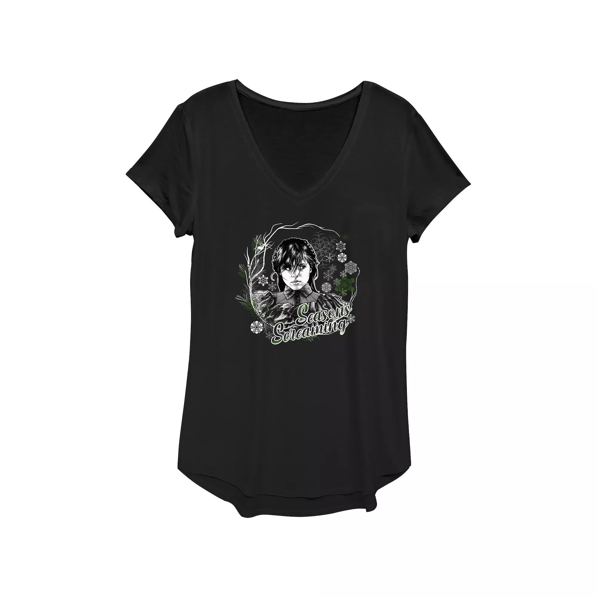 Women's Wednesday Season's Screaming Graphic Tee,  Product Image