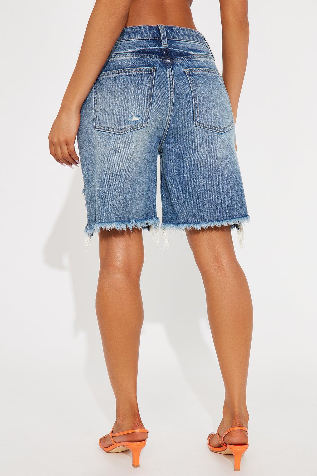 Tinsley Non Stretch Ripped Bermuda Short - Medium Wash Product Image