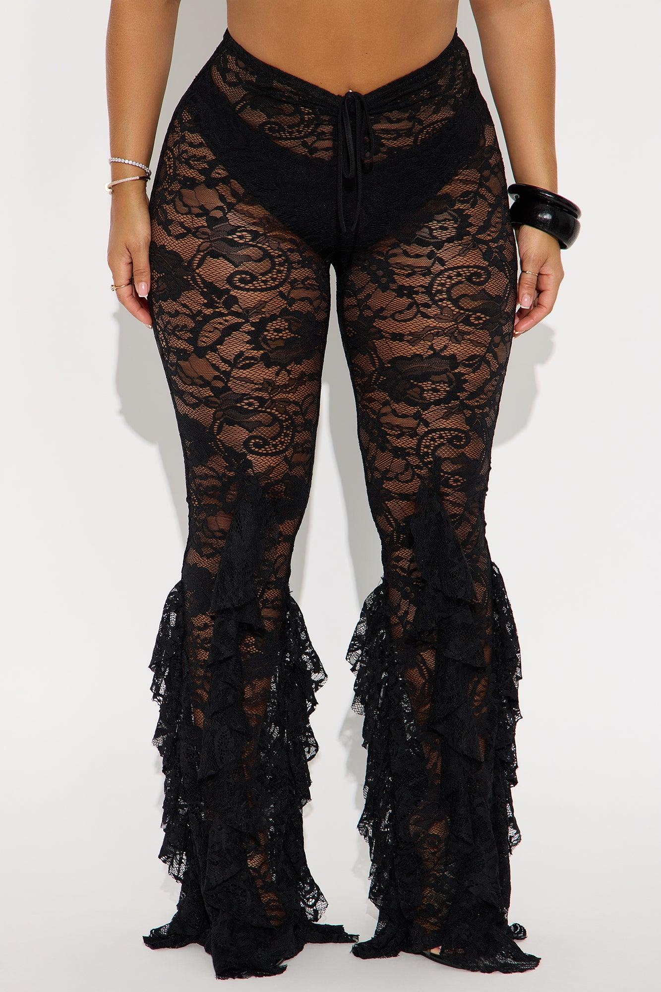 Biyanka Ruffle Lace Flare Pant - Black Female Product Image