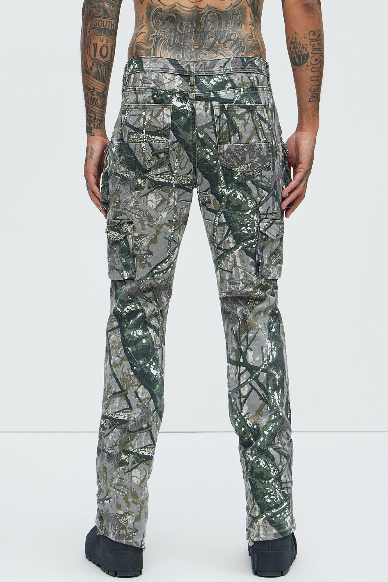 On Repeat Skinny Flare Cargo Pants - Green/combo Product Image