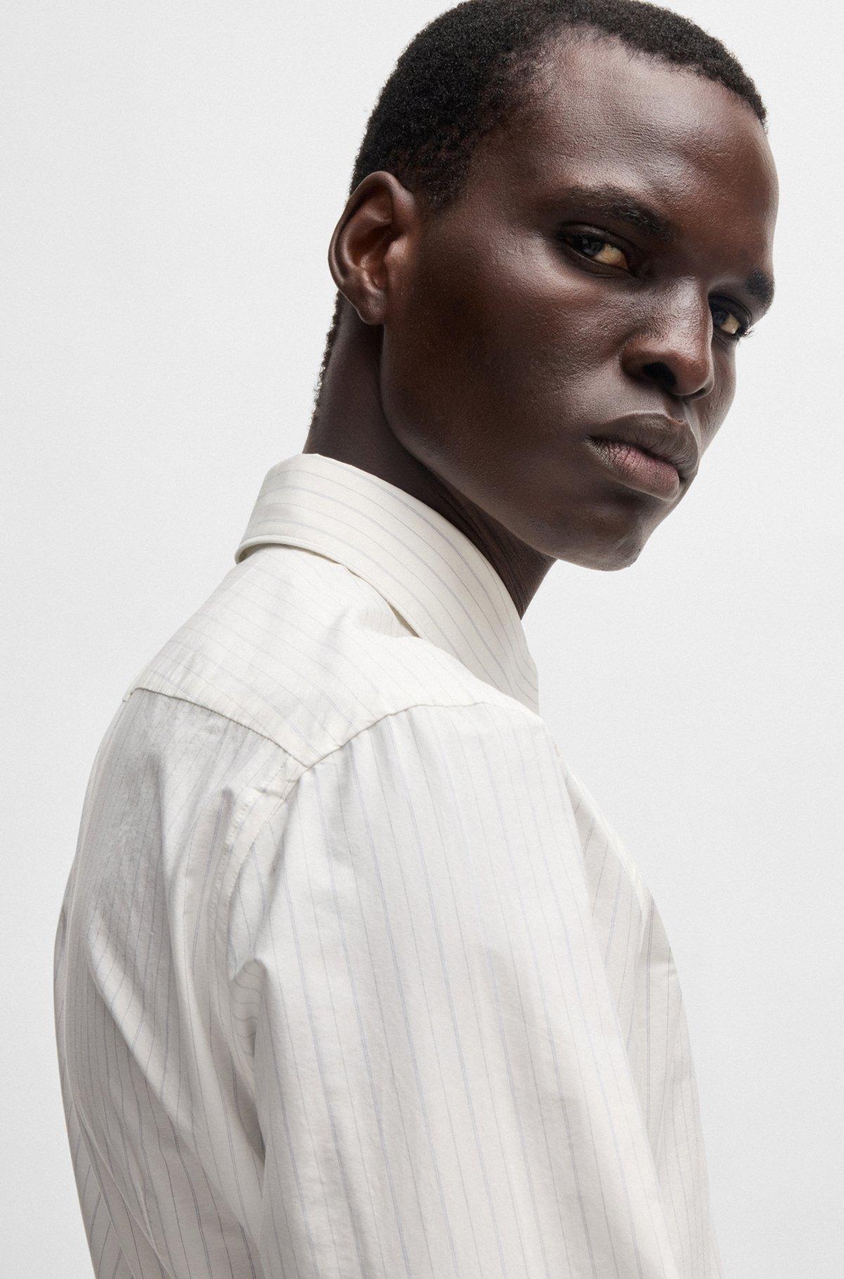 Slim-fit shirt in striped Italian-made cotton Product Image