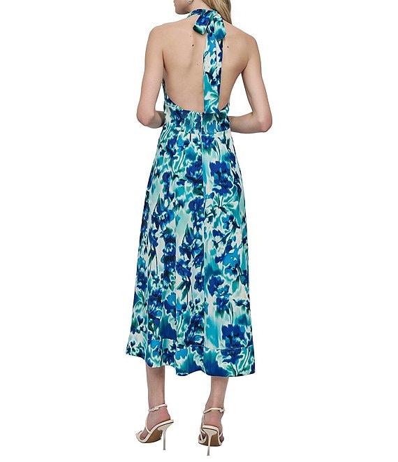 DKNY by Donna Karan Sleeveless Halter Neck Fit and Flare Midi Dress Product Image