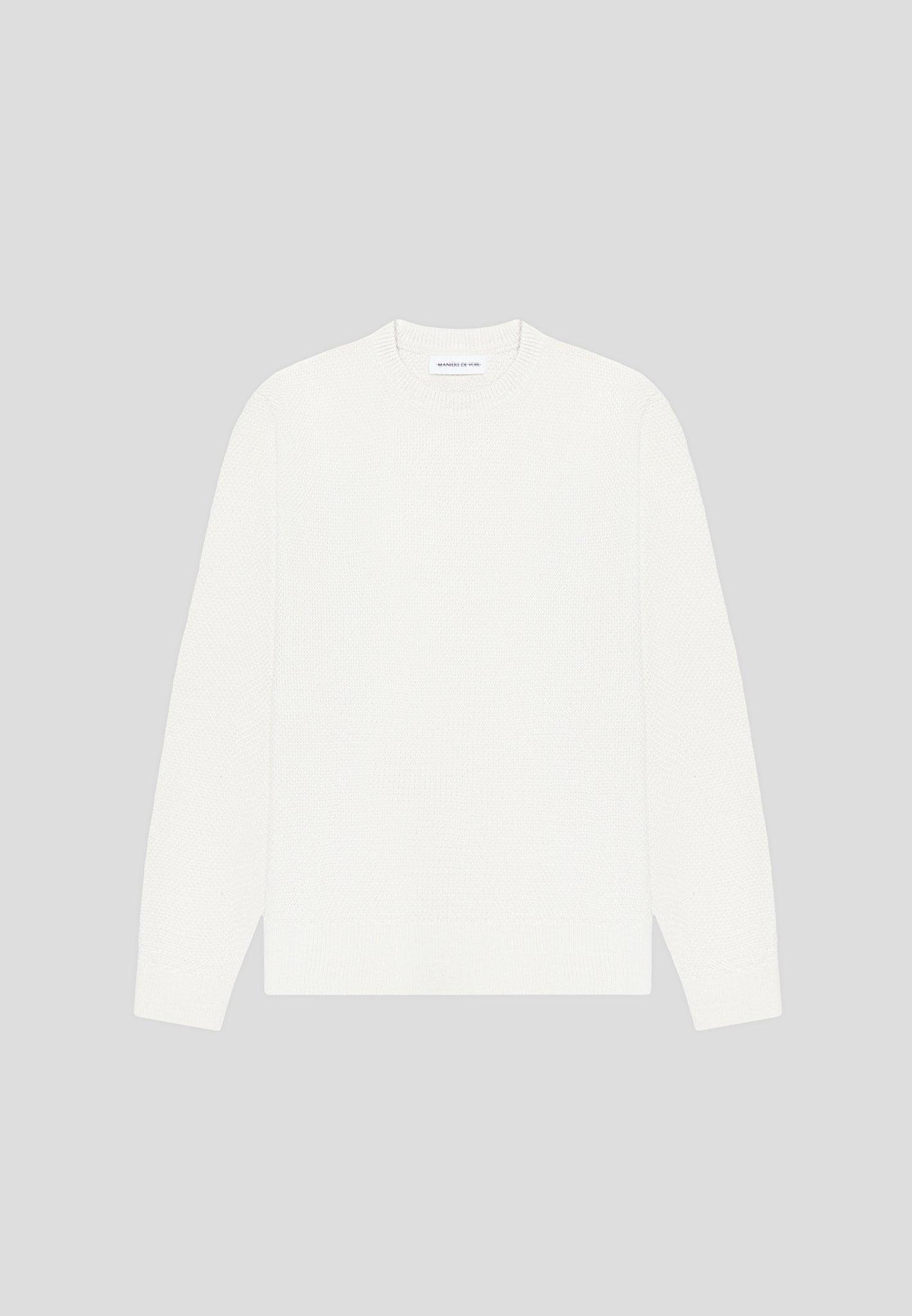 Gabin - Textured Wool Blend Jumper - Cream Male Product Image