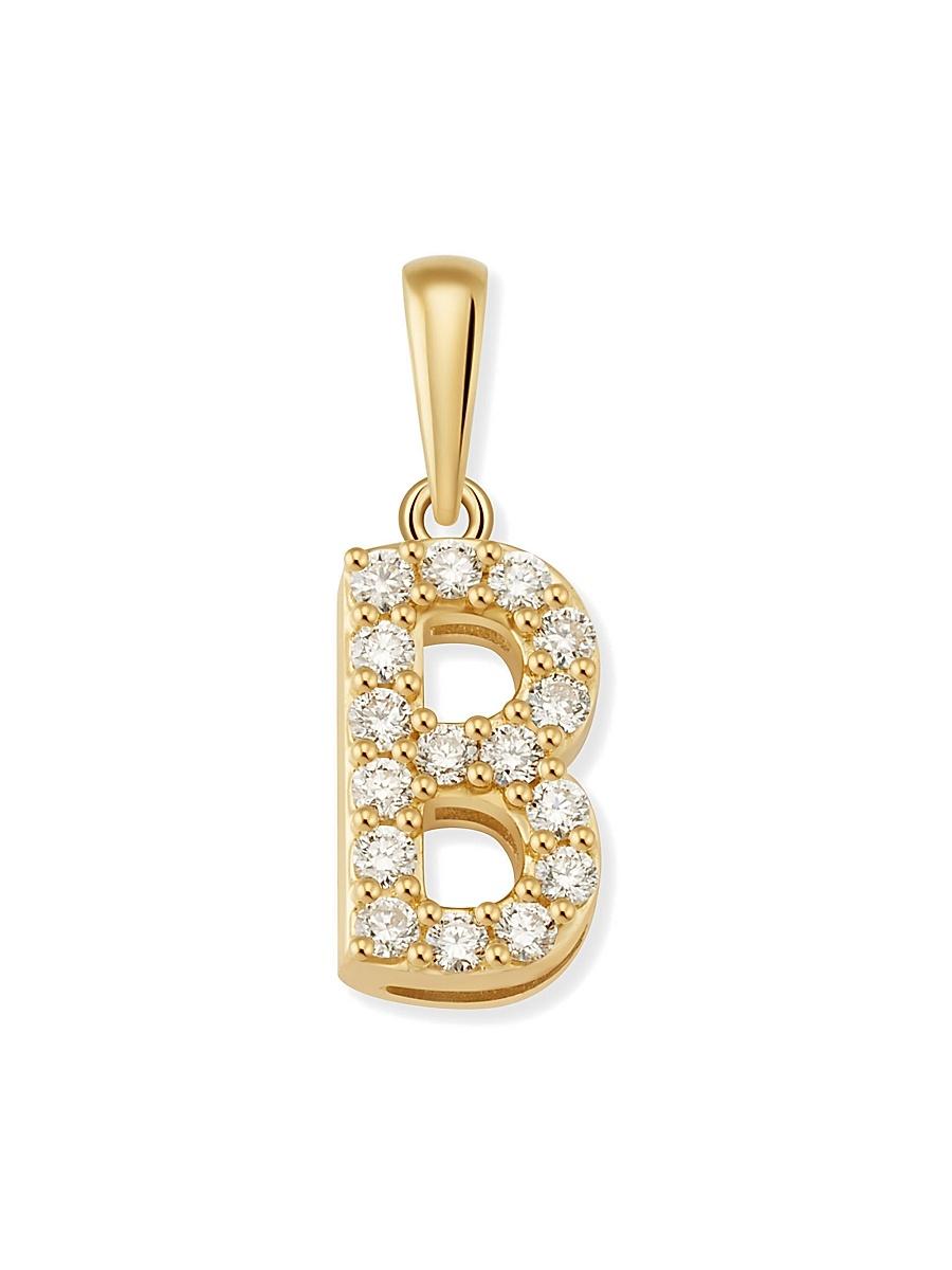 Womens 14K Yellow Gold Luxe Letter Diamond Initial Pendant Charm Product Image