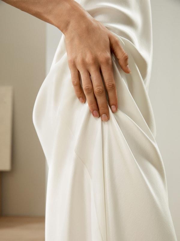 Contrast Piping Silk Suede Maxi Nightdress Product Image