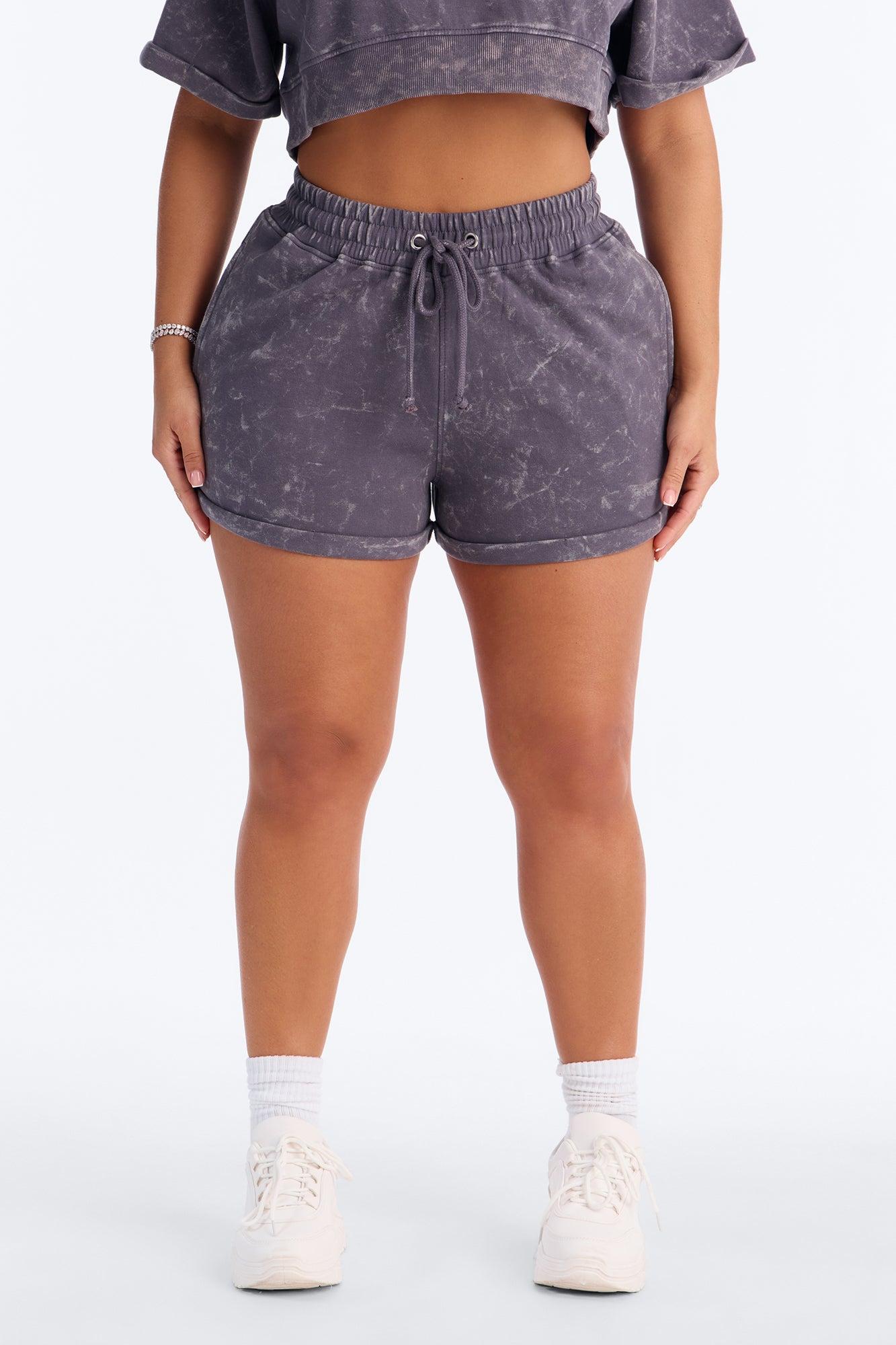 Wait For It Washed Sweatshorts - Charcoal Female Product Image