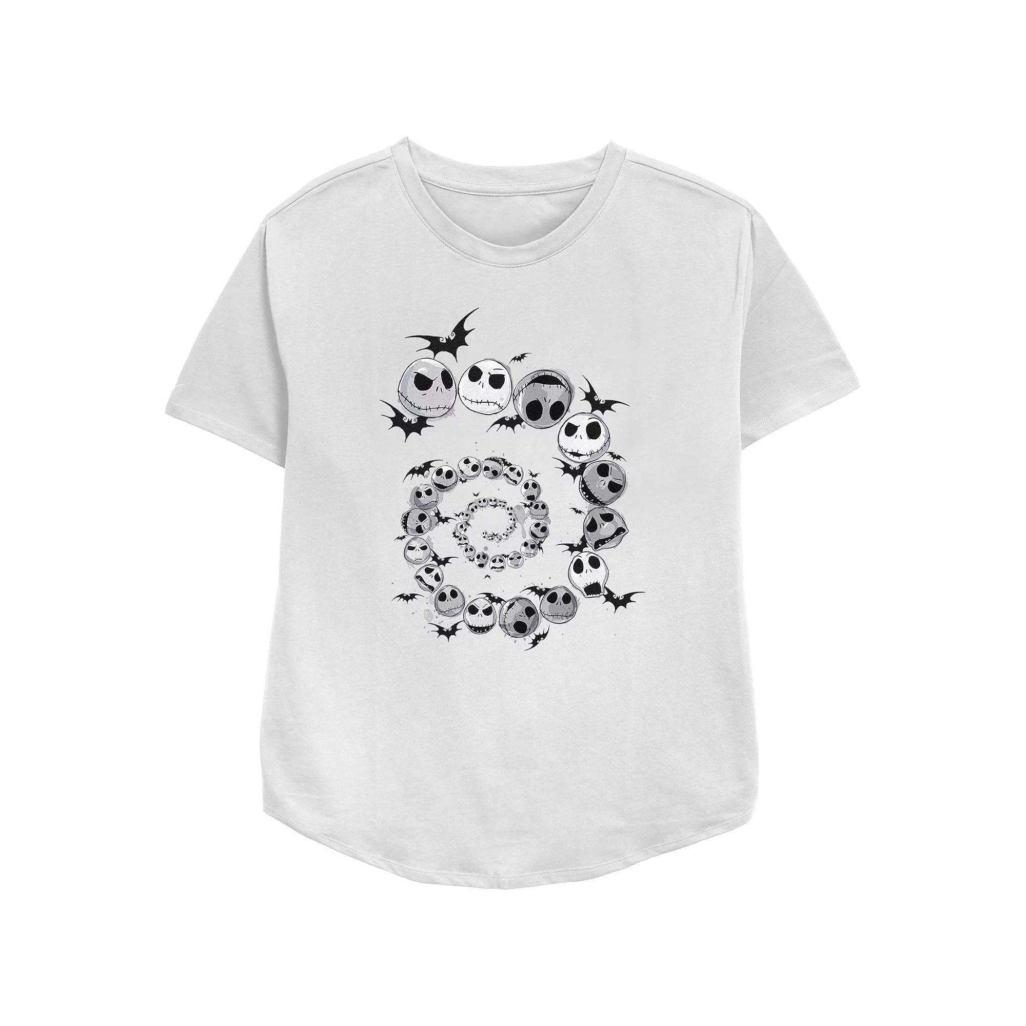 Disney's The Nightmare Before Christmas Jack Skellington And Bats Spiral Women's Relaxed Fit Graphic Tee,  Product Image