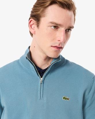 Zipped High Neck Cotton Sweater Product Image