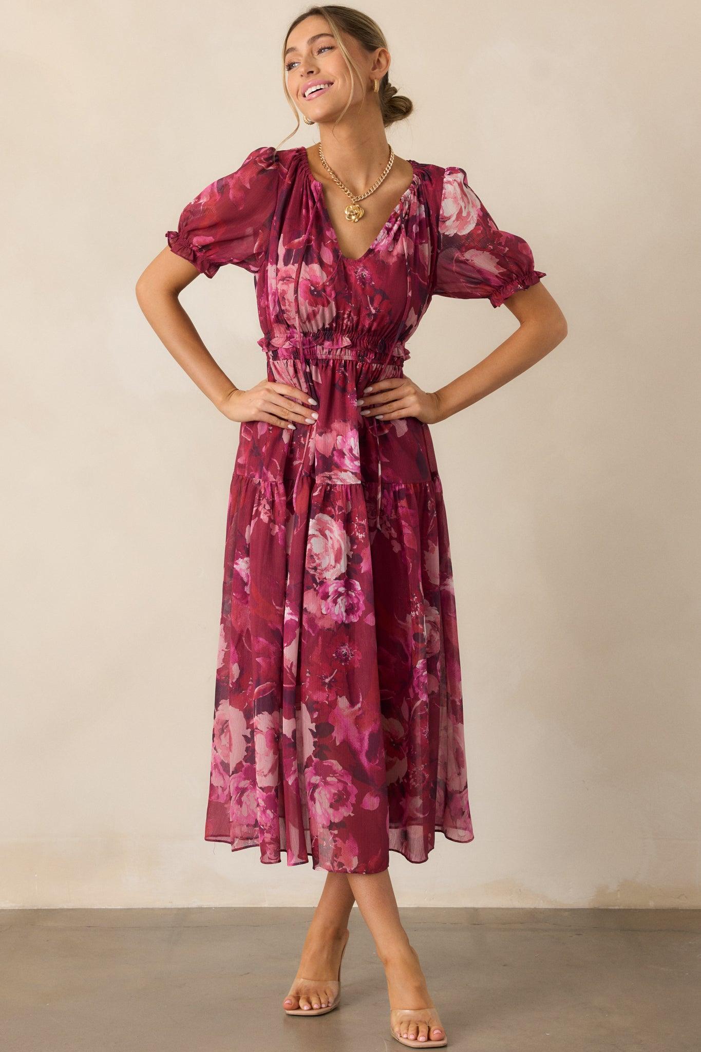Meadows Call Berry Floral Maxi Dress Product Image