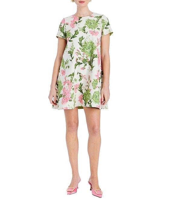 Mestiza New York Cecily Stretch Crepe Floral Print Round Neck Short Sleeve Convertible Mini Dress Product Image