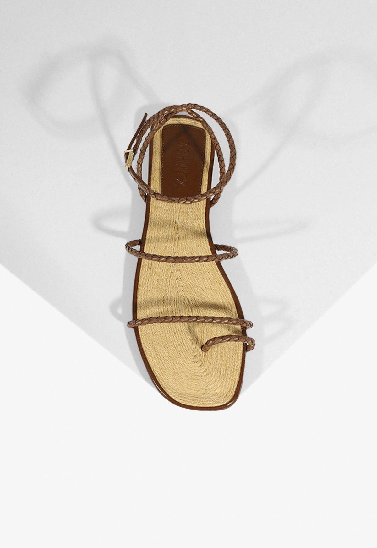 Kaya Orange Leather Flat Sandal Product Image