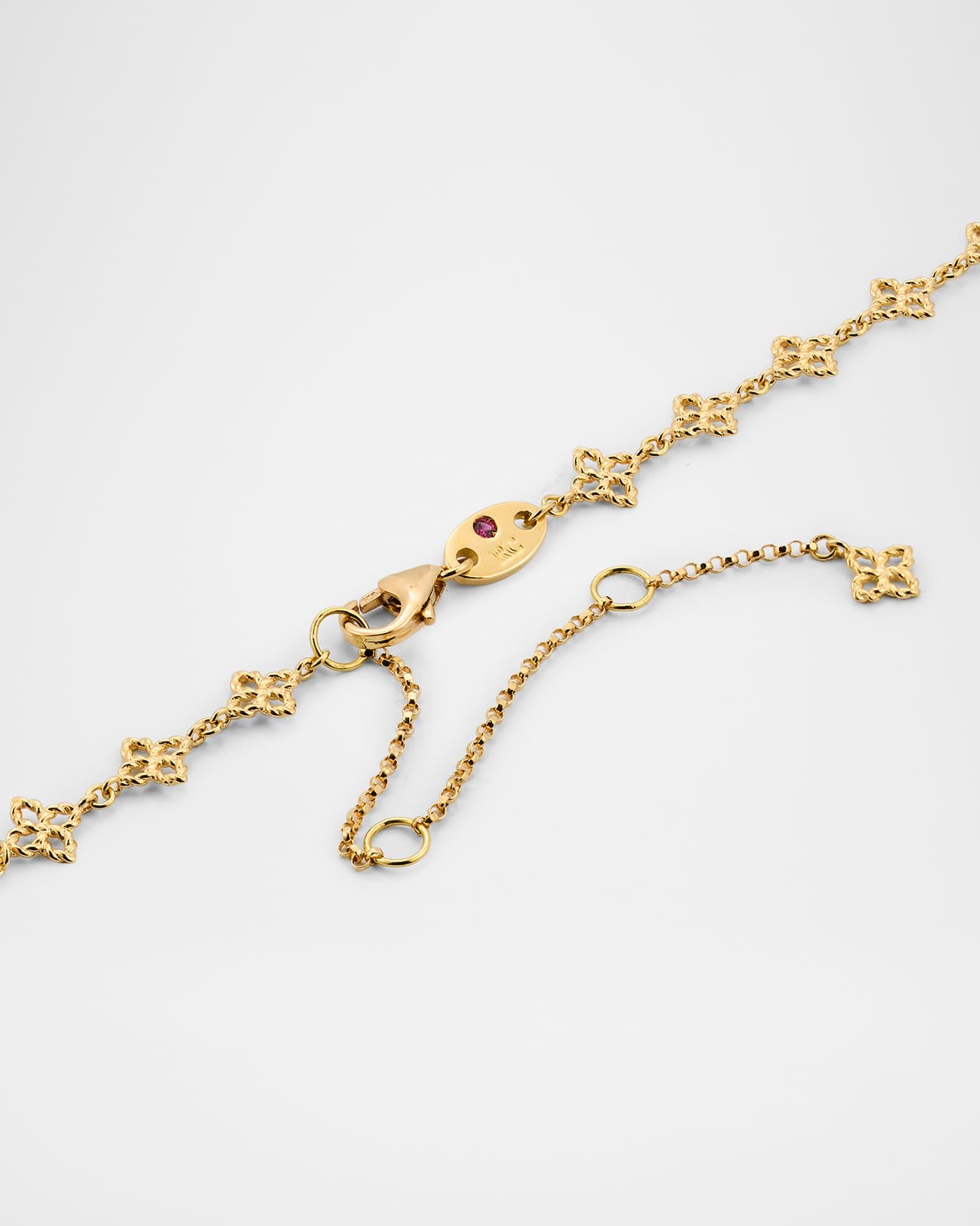 18K Yellow Gold Principessa Diamond Flower Link Necklace Product Image