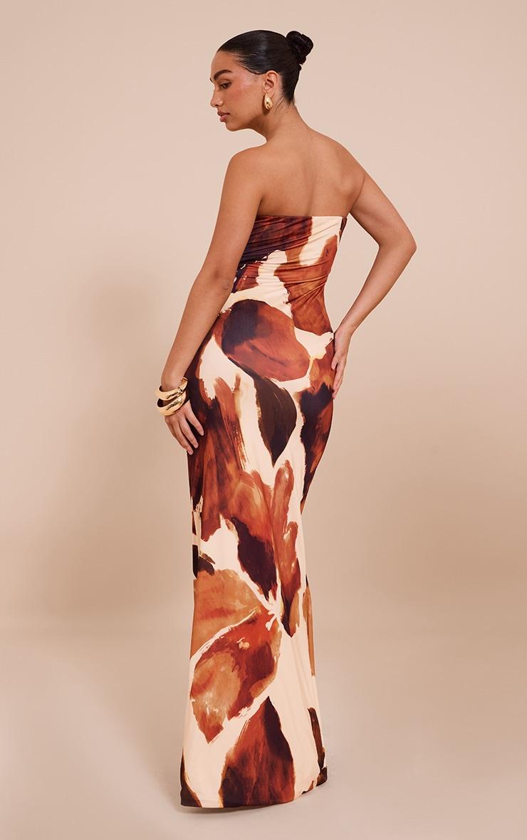 Rust Floral Printed Bandeau Maxi Dress Product Image