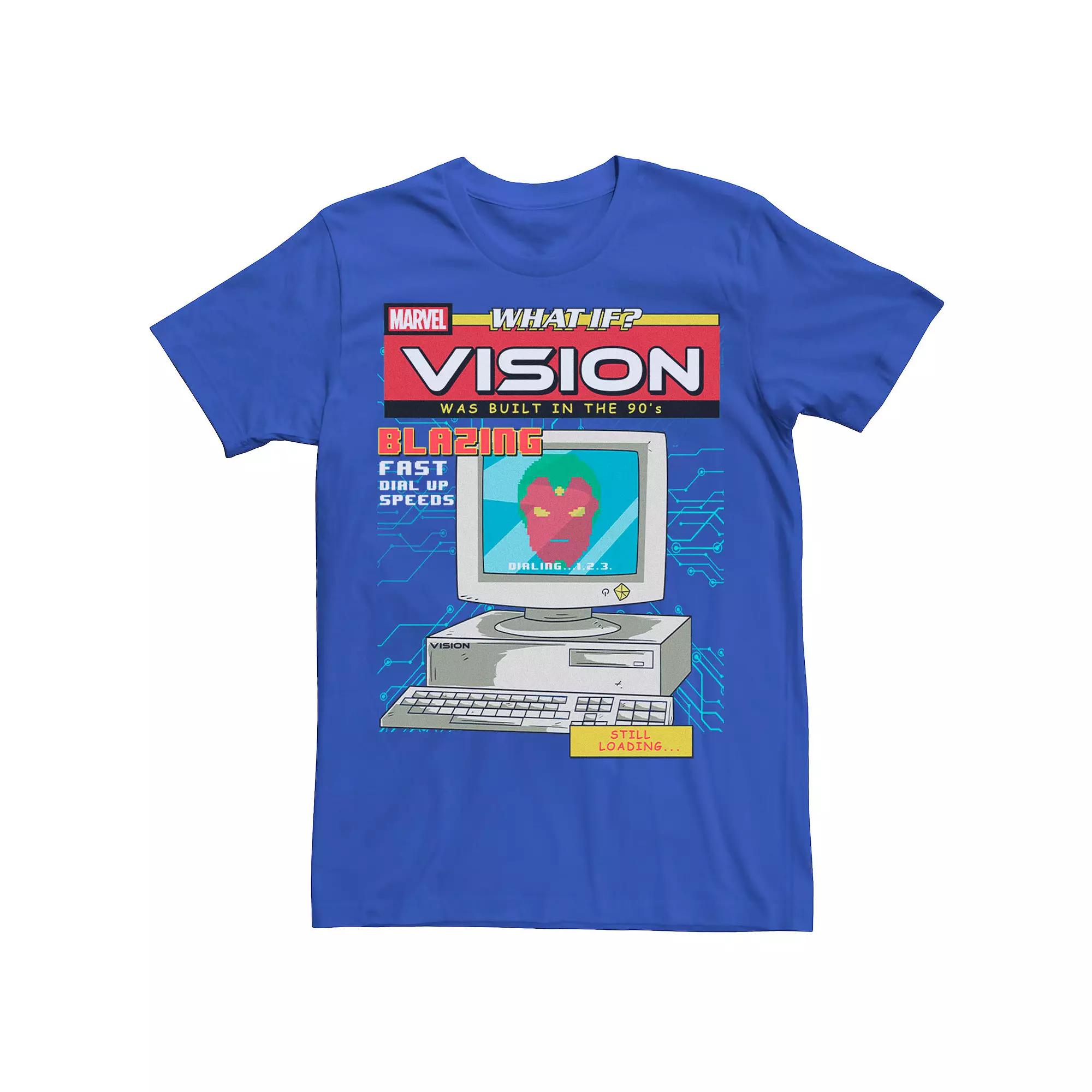 Men's Marvel What If? Vision Was Built In The 90's Comic Cover Graphic Tee, Size: Small, Royal Product Image