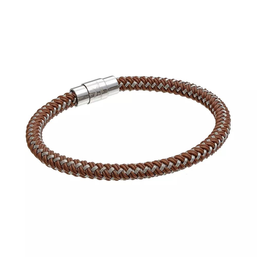 LYNX Men's Stainless Steel & Brown Rubber Bracelet,  Product Image