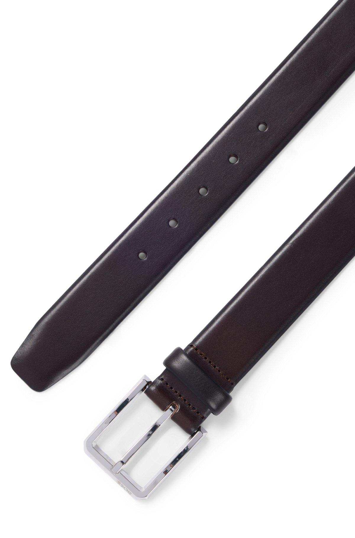 Italian-leather belt with polished gunmetal buckle Product Image