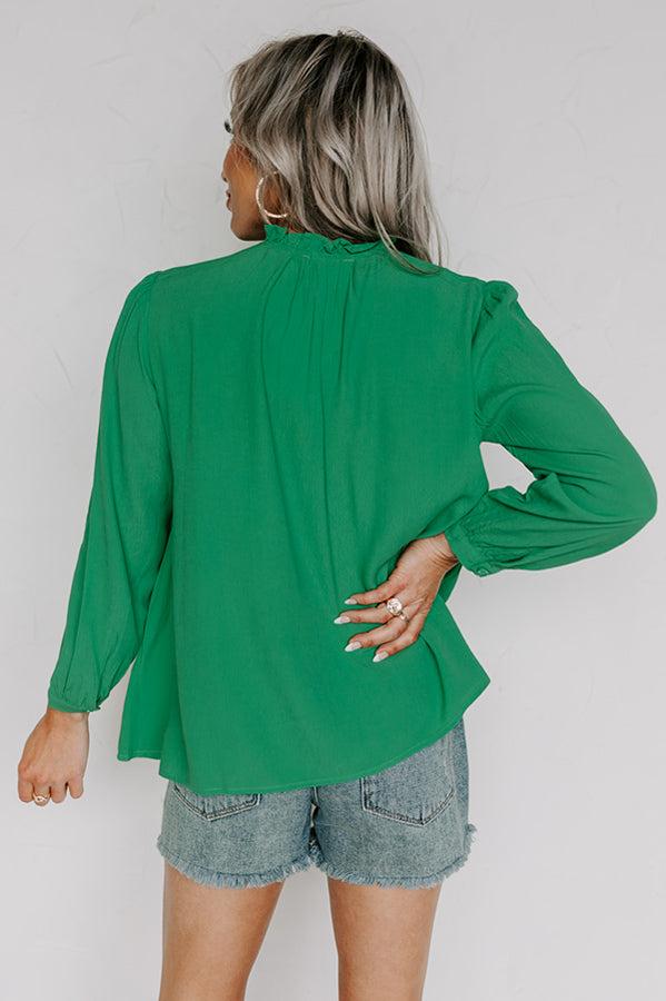 Well Mannered Smocked Top in Kelly Green Product Image