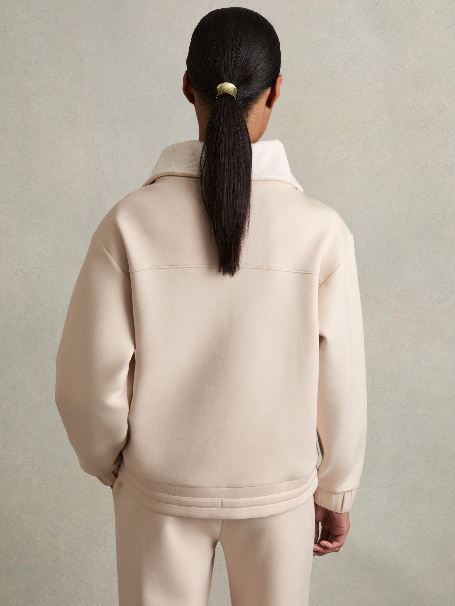 Interlock Half-Zip Drawstring-Hem Sweatshirt in Stone Product Image