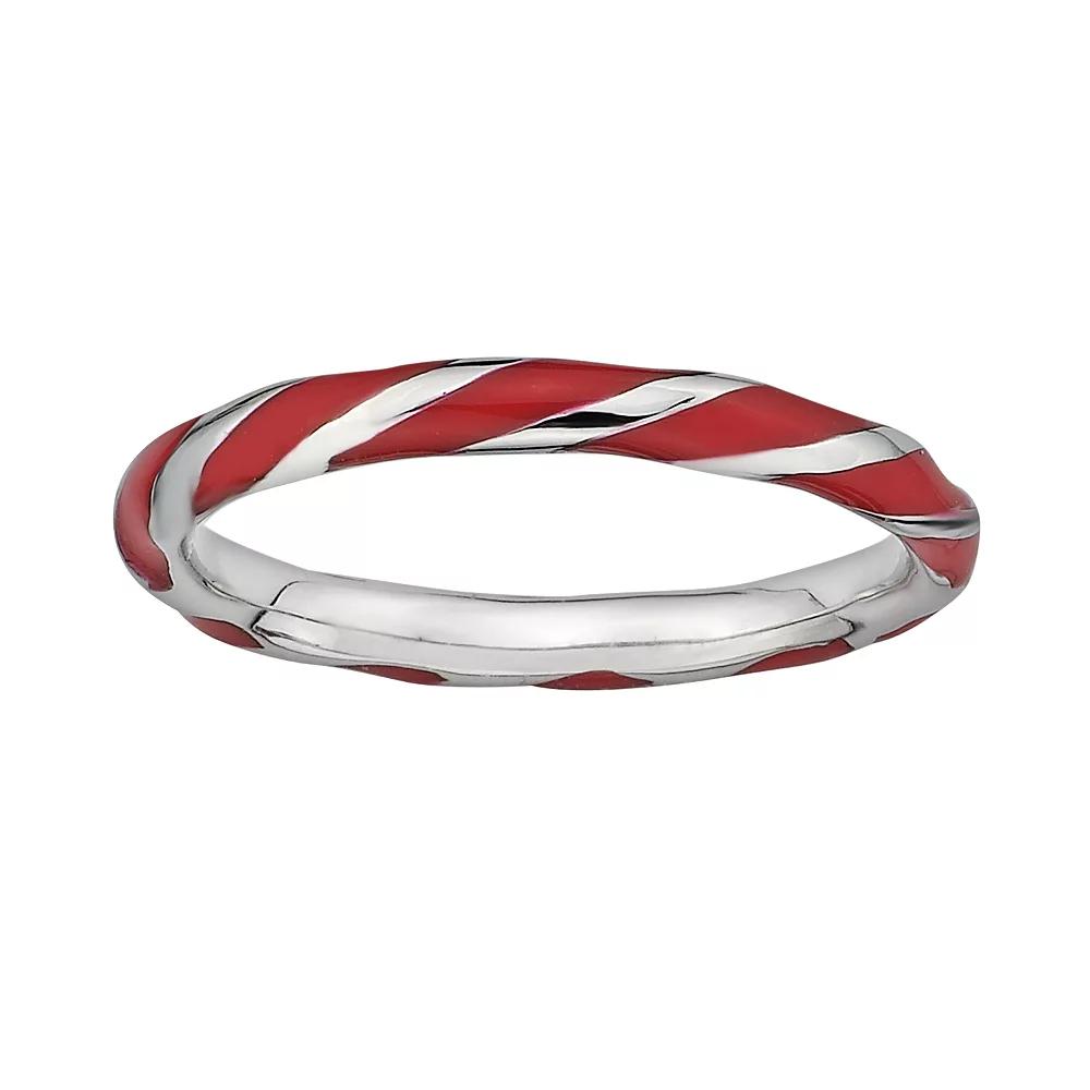 Stacks & Stones Sterling Silver Red Enamel Twist Stack Ring, Women's, Size: 7 Product Image