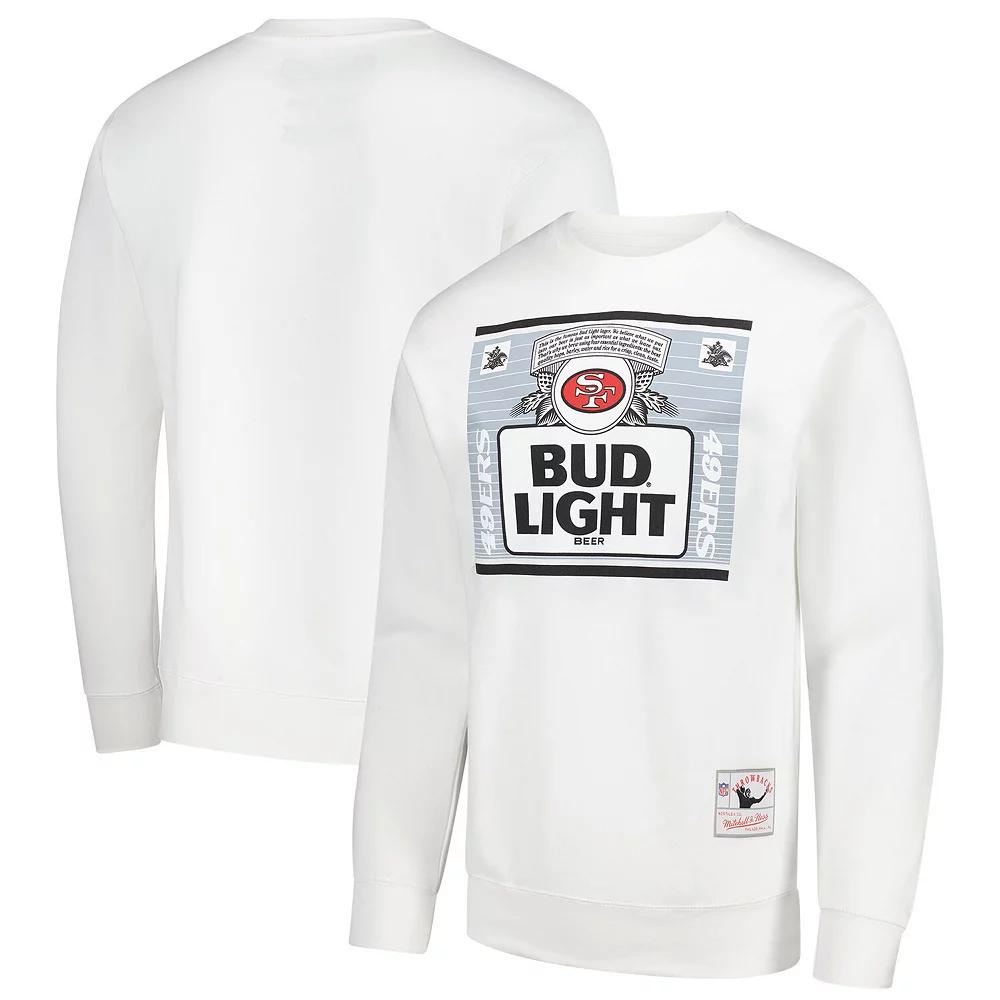 Men's Mitchell & Ness x Bud Light White San Francisco 49ers The Crest Pullover Sweatshirt,  Product Image